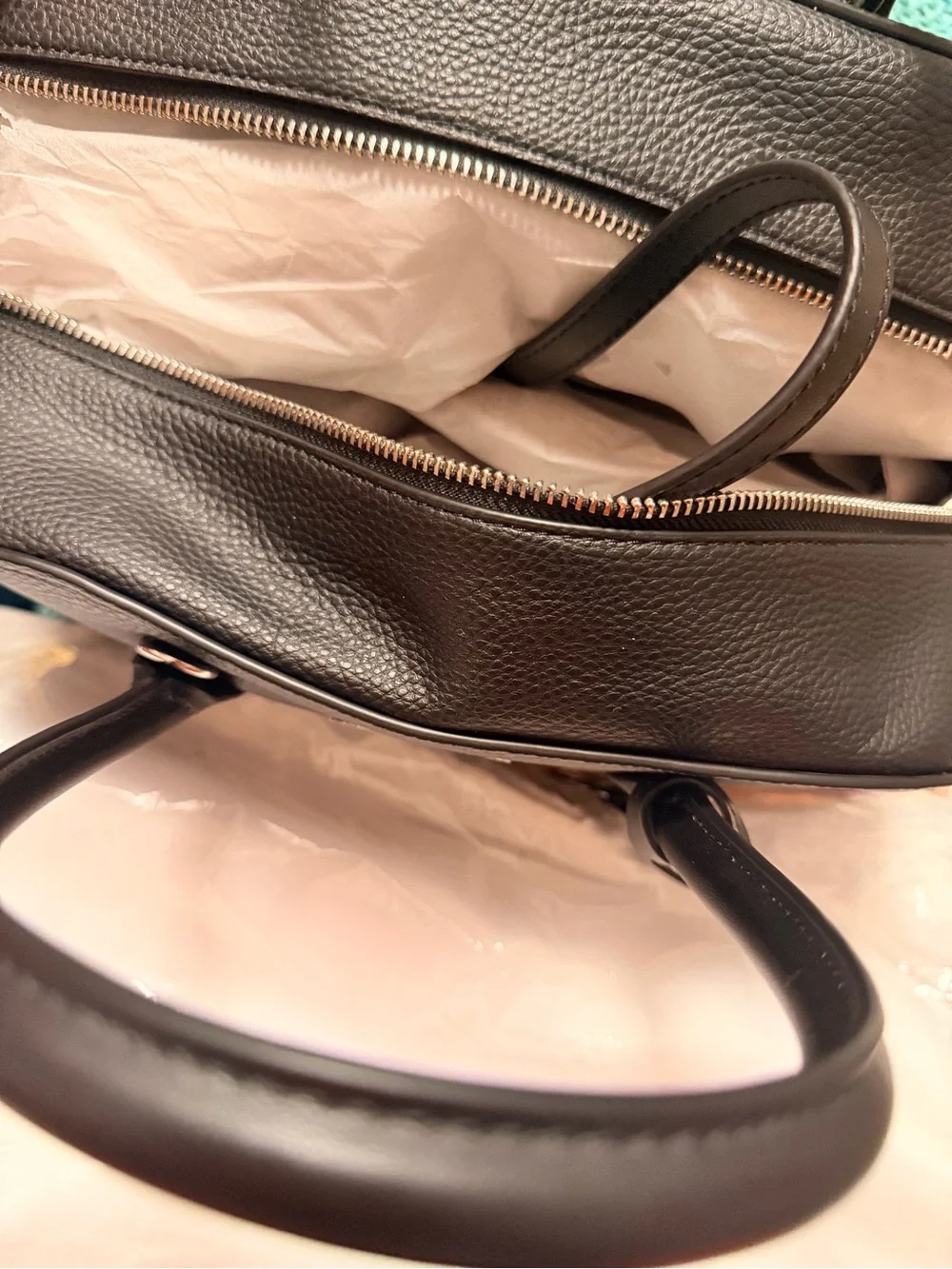 MICHAEL KORS Black Pebbled Leather Dome Satchel with MK Charms & dust bag